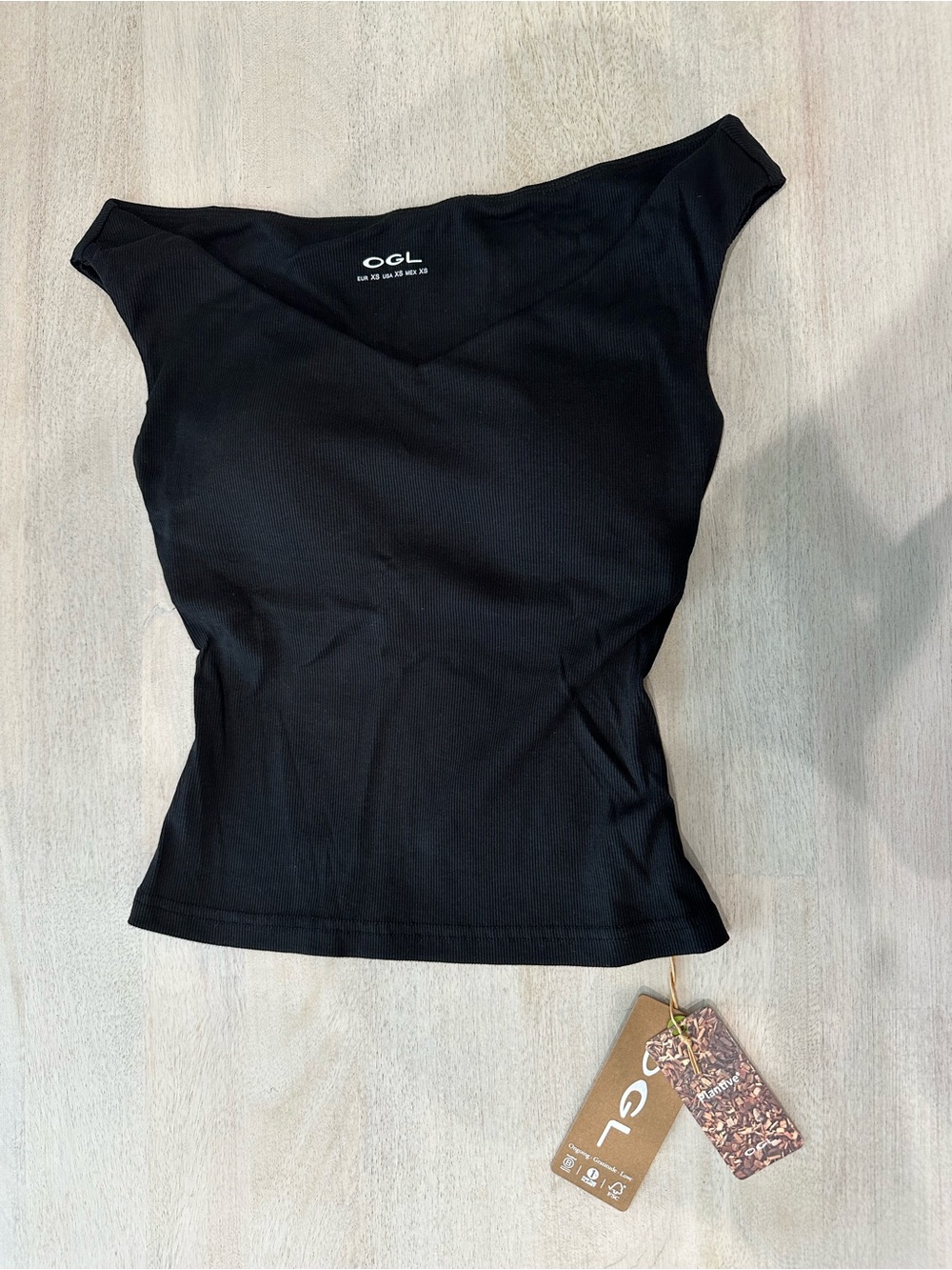 NEW - OGL Women's Black Off-Shoulder Ribbed Top
